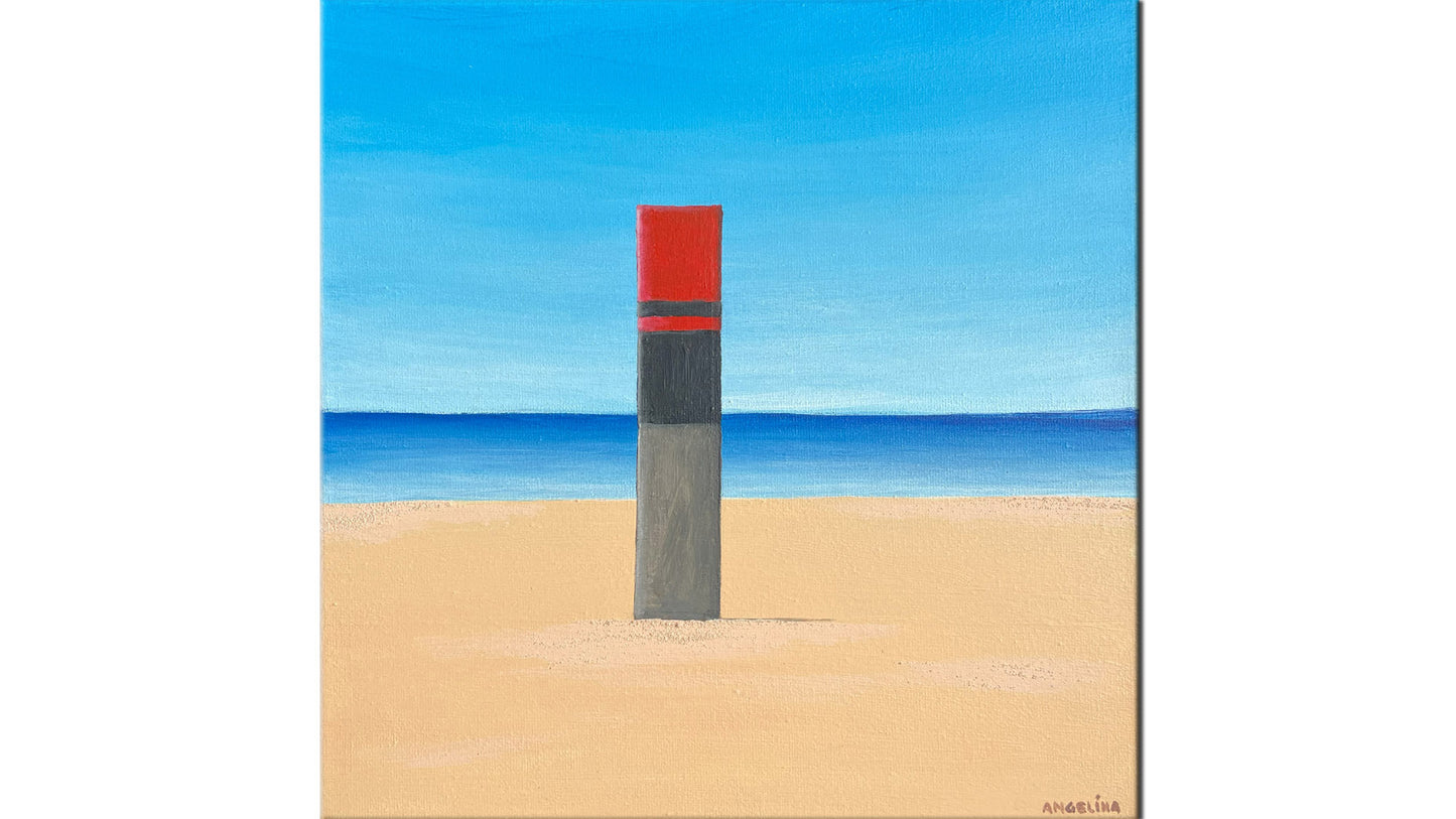 Schilderij van Texel - Strandpaal Rood Texel