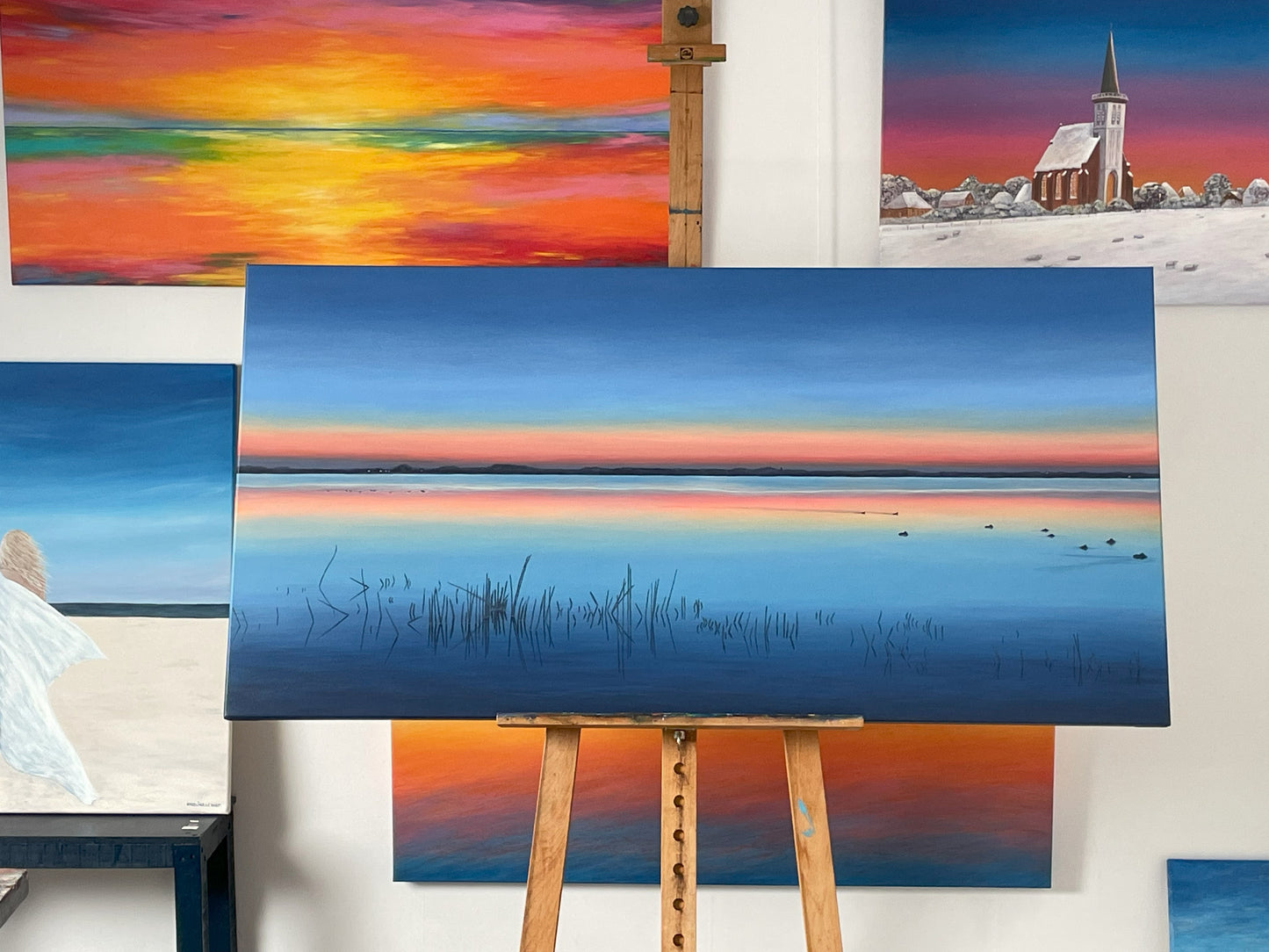 Schilderij van Texel - Strandpaal Rood Texel