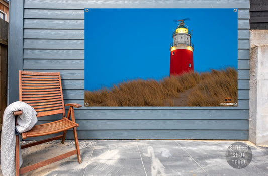 Gartenposter Texel Leuchtturm während der blauen Stunde, 120x80cm