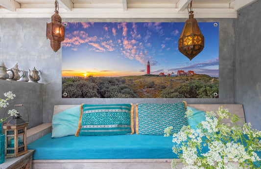 Gartenposter Texel Leuchtturm und Landschaft, 120x60cm