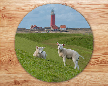 Set van 4 placemats - lammetjes - strand - slufter - vuurtoren