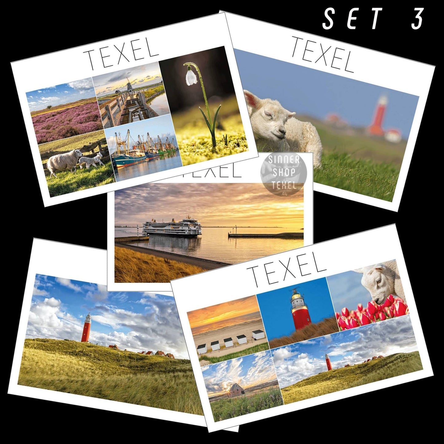 Set met 5 ansichtkaarten Texel