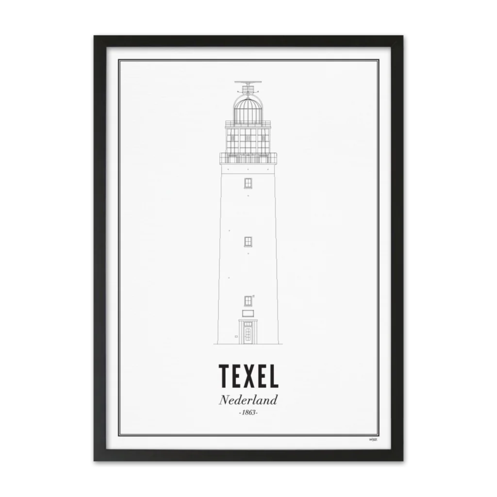 Texel poster 'Vuurtoren' - A4, 21 x 30 cm