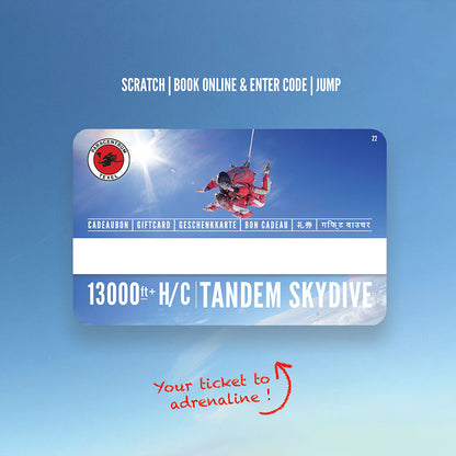 Cadeaubon Tandem Skydive 13.000 ft. met handcam beelden