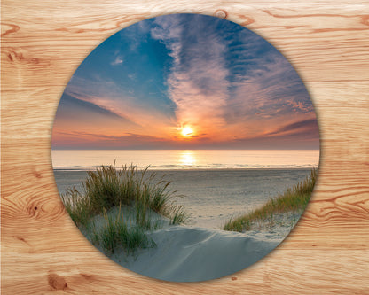 Set mit 4 Tischsets Lämmchen – Strandhäuschen – Sonnenuntergang – Strand