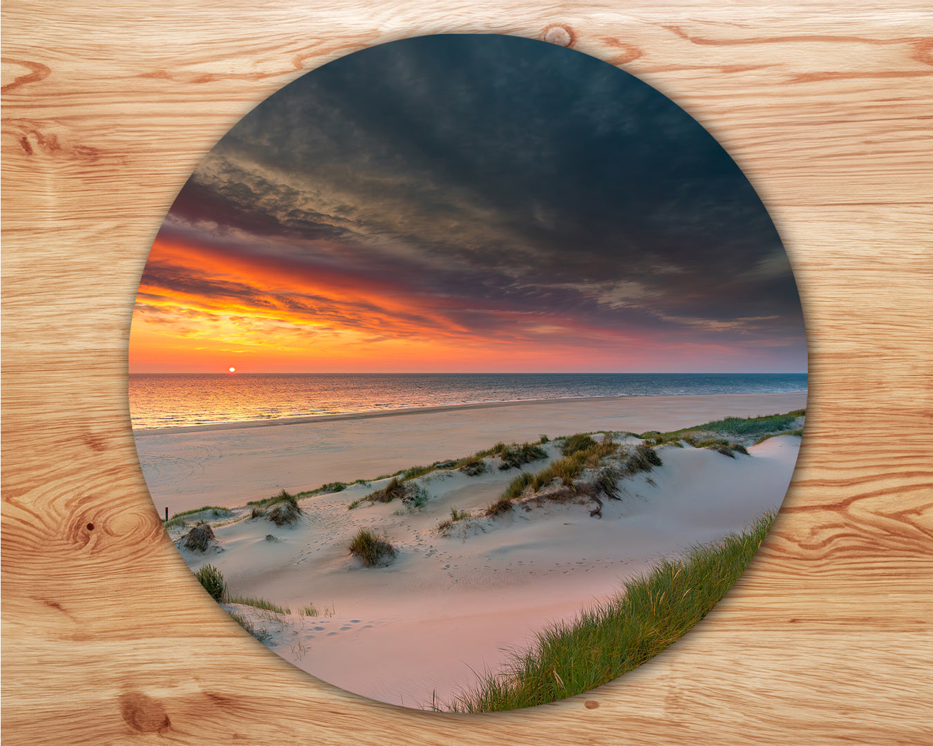 Set van 4 placemats - strandhuisjes - lammetje - zonsondergang - strand